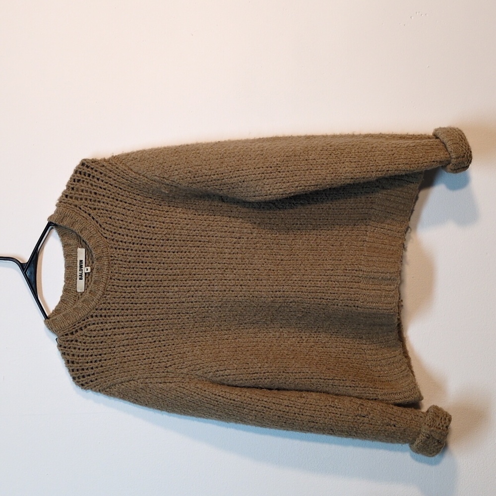 Baldwin Wool Mohair Chunky Knit Sweater Cream Tan Cozy Minimalist Size M